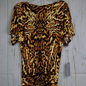 JENNIFER LOPEZ Short Sleeve Animal Print Top Size S NEW